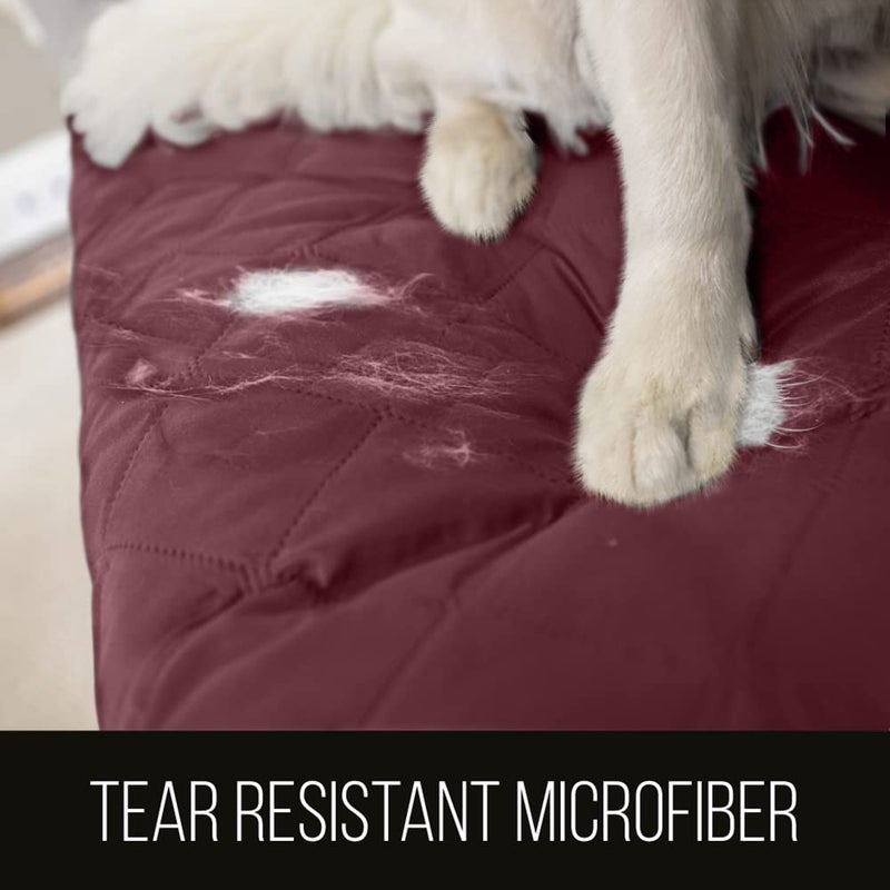 Sofa Shield Recliner Slip Cover with Patented Strap, Cushion Protector, US Designed Reversible Stain and Dog Tear Resistant Slipcover, 28 inch Seat, Washable Covers for Dogs Pets, Burgundy Tan - Image 3